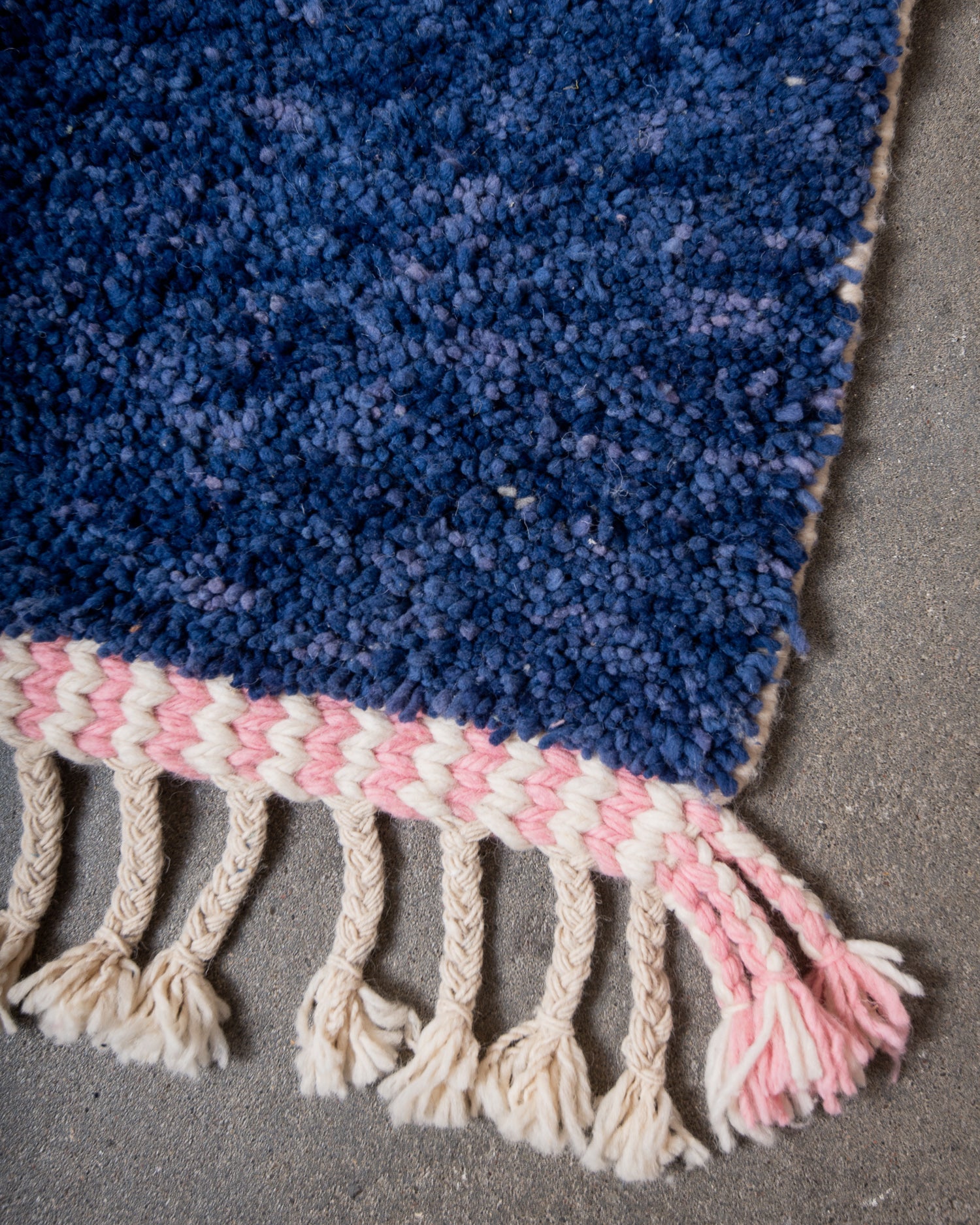 Modern, designer, handcrafted Berber rug from Morocco. Beniourain carpet with beautiful colours and patterns and fluffy wool texture.